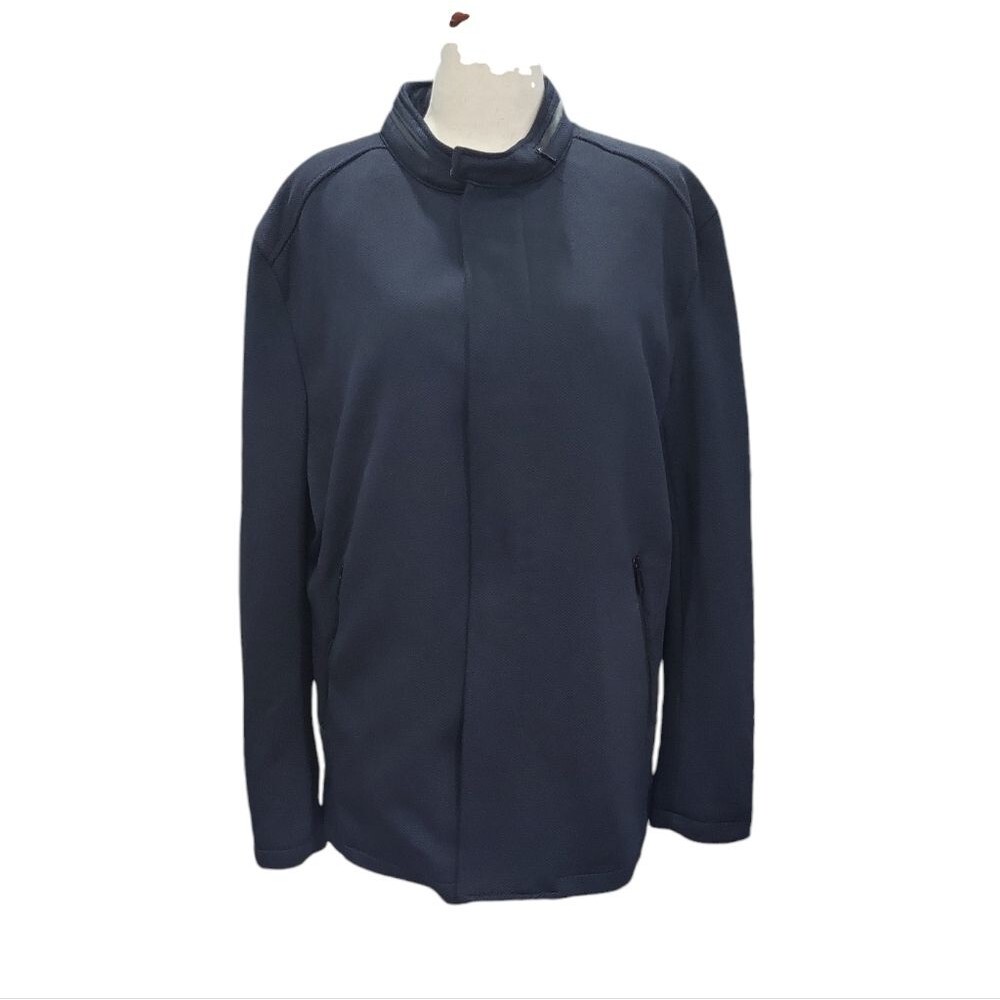 Zara mens navy blue car coat quilted missing zipper XL